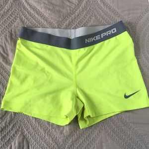 Nike Pro Neon Yellow Compression shorts